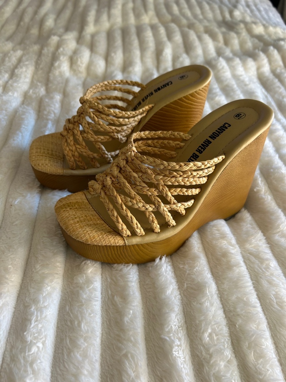 Canyon River Blues Braided Platform Wedge in Tan